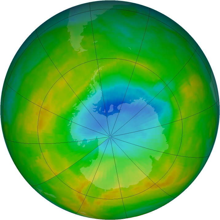 Antarctic ozone map for 22 November 1984
